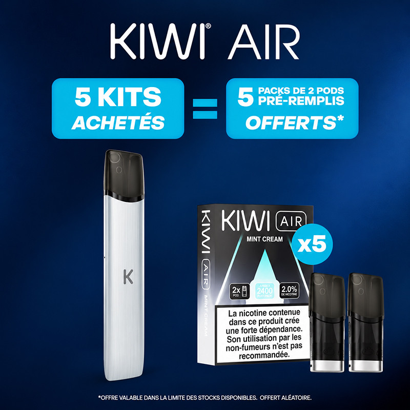 Pack Offre - Kit Pod Kiwi Air 380mAh 2ml - Kiwi Vapor 5+5 packs de pods