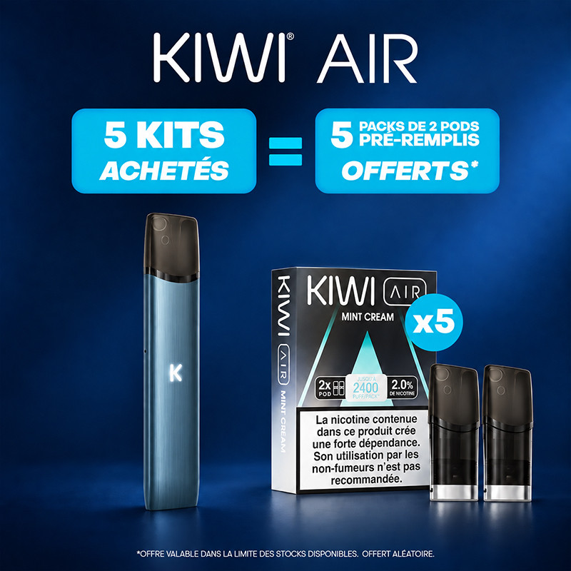 Pack Offre - Kit Pod Kiwi Air 380mAh 2ml - Kiwi Vapor 5+5 packs de pods