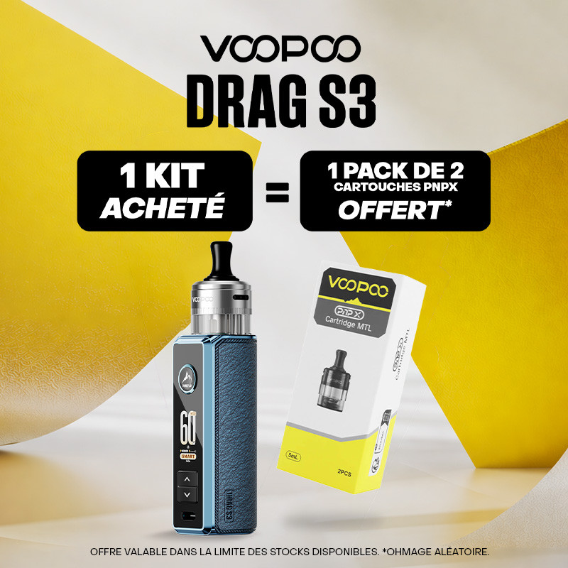 Pack Offre - Kit Pod Drag S3 avec PnP-X MTL - Voopoo 1+1 pack de cartouches PnP-X