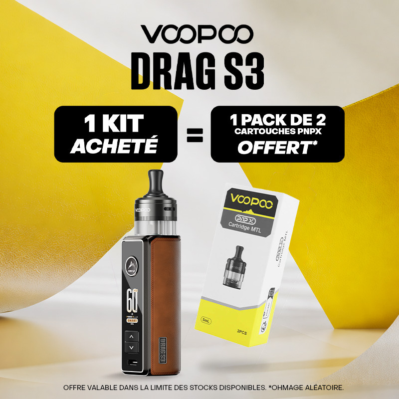 Pack Offre - Kit Pod Drag S3 avec PnP-X MTL - Voopoo 1+1 pack de cartouches PnP-X