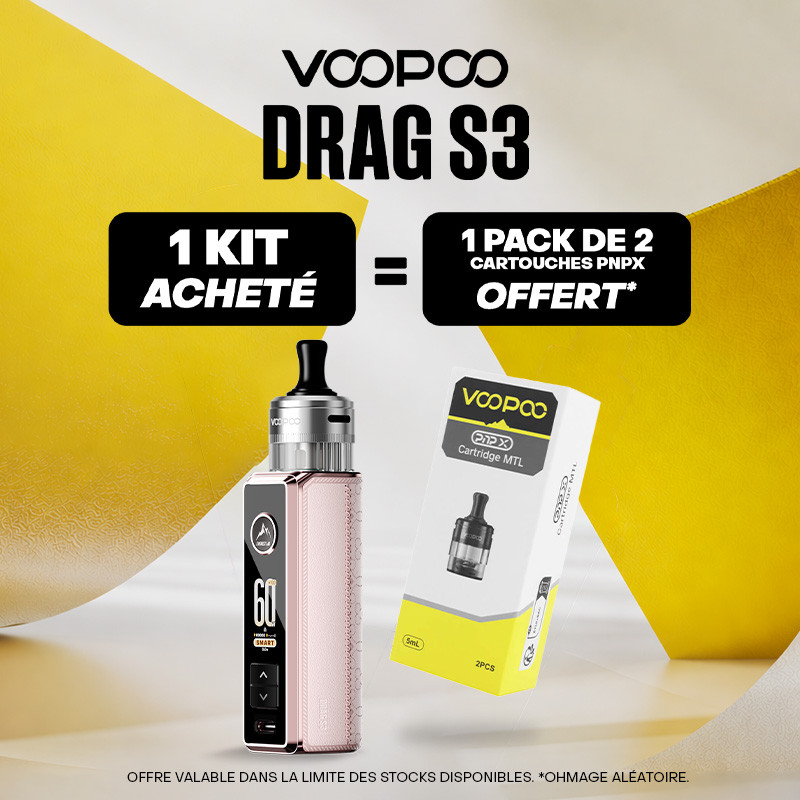 Pack Offre - Kit Pod Drag S3 avec PnP-X MTL - Voopoo 1+1 pack de cartouches PnP-X