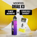 Pack Offre - Kit Pod Drag X3 avec PnP-X DTL - Voopoo 1+1 pack de cartouches PnP-X