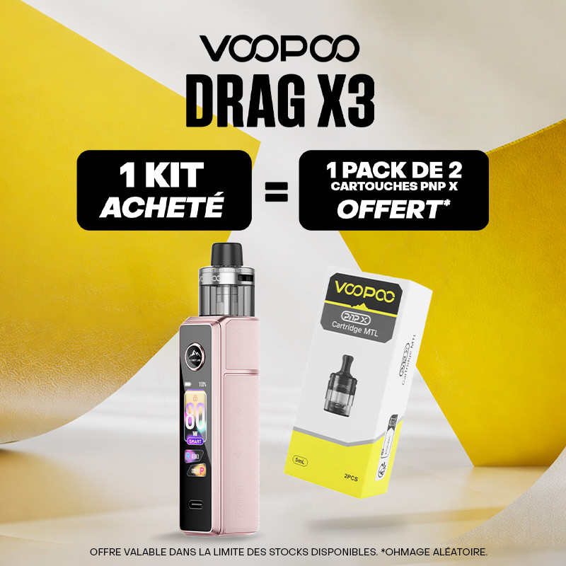 Pack Offre - Kit Pod Drag X3 avec PnP-X DTL - Voopoo 1+1 pack de cartouches PnP-X