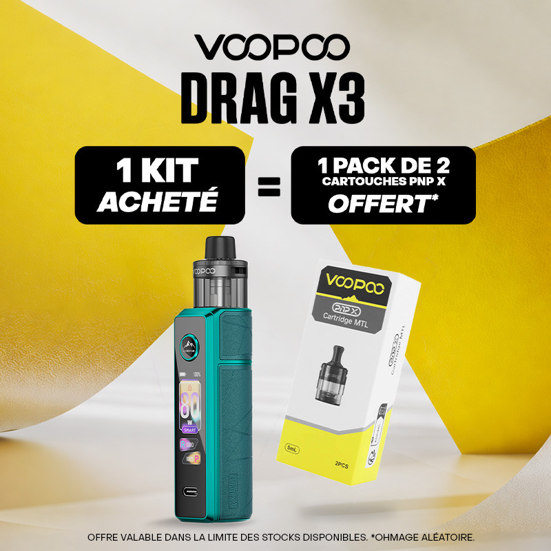 Pack Offre - Kit Pod Drag X3 avec PnP-X DTL - Voopoo 1+1 pack de cartouches PnP-X