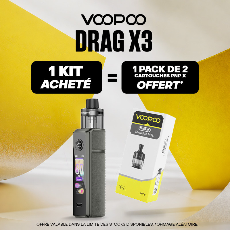 Pack Offre - Kit Pod Drag X3 avec PnP-X DTL - Voopoo 1+1 pack de cartouches PnP-X