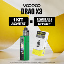 Pack Offre - Kit Pod Drag X3 avec PnP-X DTL - Voopoo 1+1 pack de cartouches PnP-X