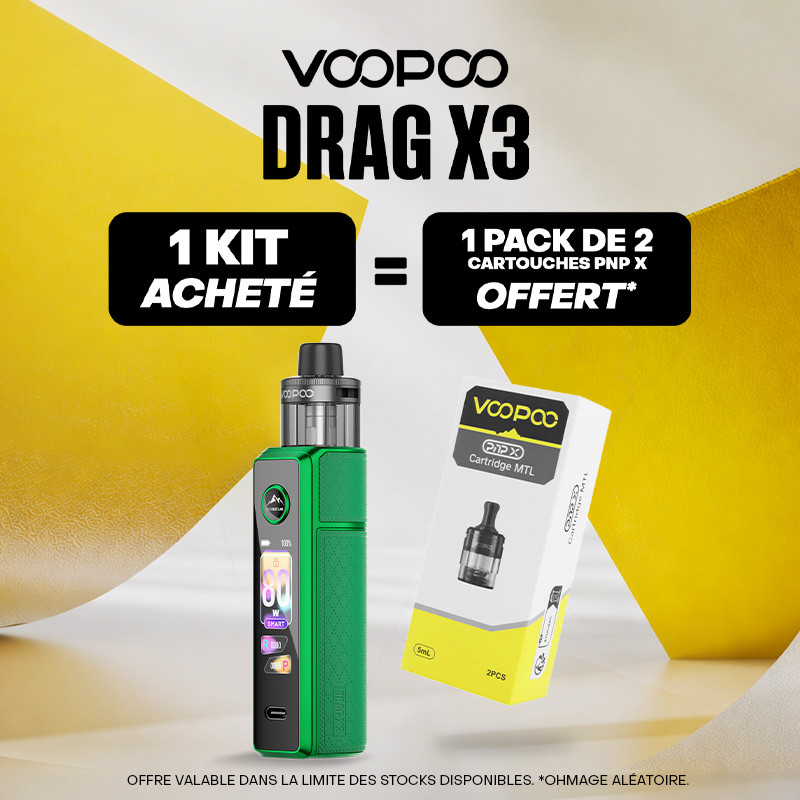 Pack Offre - Kit Pod Drag X3 avec PnP-X DTL - Voopoo 1+1 pack de cartouches PnP-X