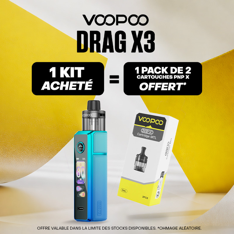 Pack Offre - Kit Pod Drag X3 avec PnP-X DTL - Voopoo 1+1 pack de cartouches PnP-X