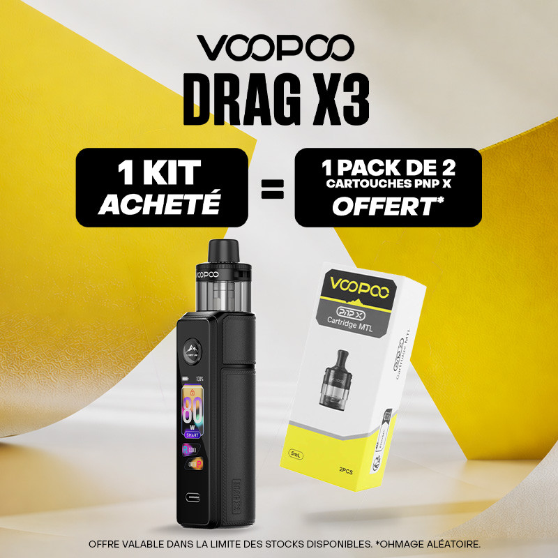 Pack Offre - Kit Pod Drag X3 avec PnP-X DTL - Voopoo 1+1 pack de cartouches PnP-X