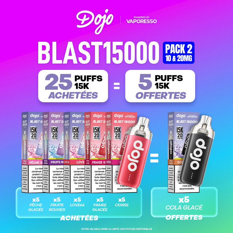 Pack Offre - Puff Dojo Blast 15K 10+20mg - Dojo by Vaporesso 25+5
