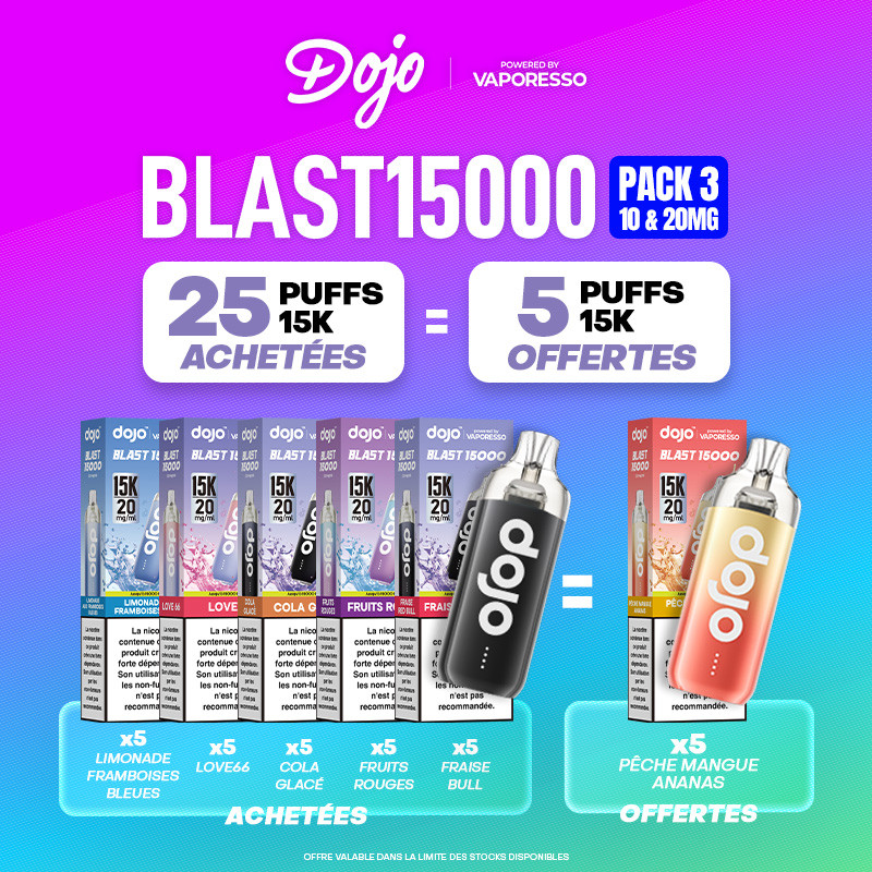 Pack Offre - Puff Dojo Blast 15K 10+20mg - Dojo by Vaporesso 25+5
