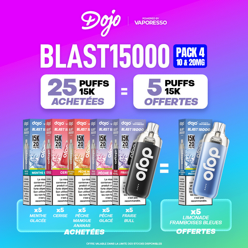 Pack Offre - Puff Dojo Blast 15K 10+20mg - Dojo by Vaporesso 25+5